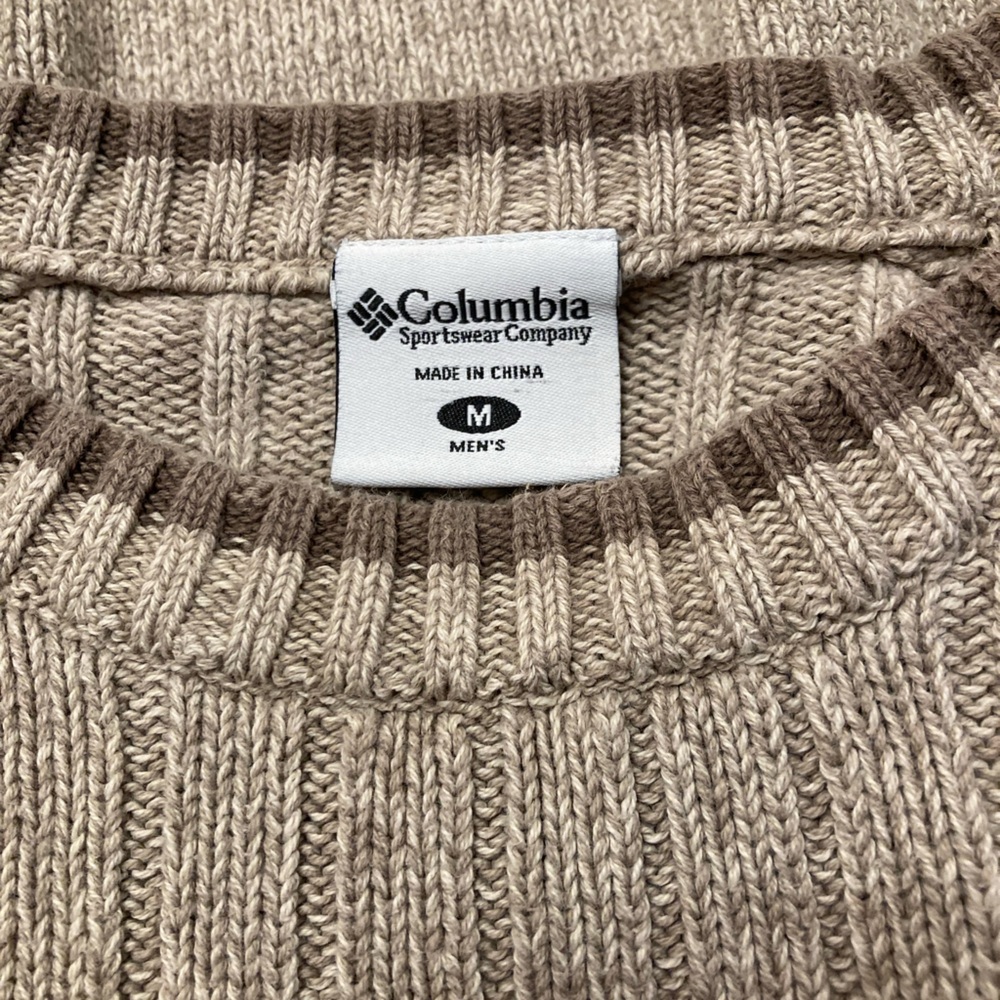 Columbia Men’s Sweater, 100% Cotton, Brown, Beige, Tan Fall Winter, Size Medium - Picture 2 of 7